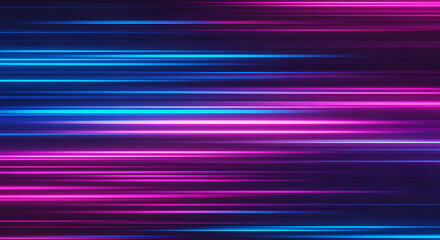 Abstract concept of futuristic speed with vibrant blue and pink light trails on a dark background.