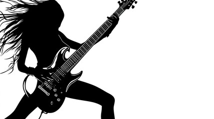 Silhouette of a woman playing electric guitar