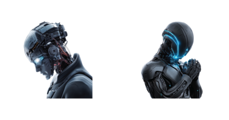 High-tech robot trio showcasing futuristic cyborgs with innovative advanced technology features