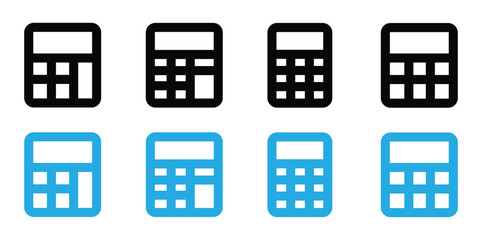 Calculator icons in black and blue, perfect for finance, business, and accounting