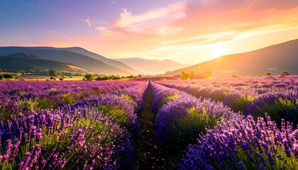 Lavender field sunrise glow