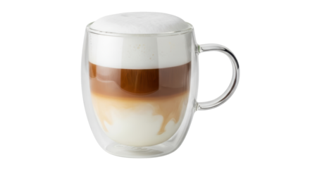 Isolated Layered Coffee Drink in Glass Mug