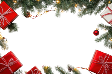 PNG Red christmas copyspace background branches lights.