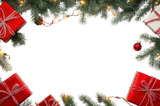PNG Red christmas copyspace background branches lights.