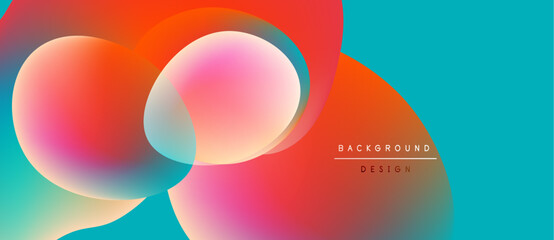 Abstract colorful shapes overlap. Gradient hues blend, creating vibrant visual effect. Modern design element for backgrounds, presentations.