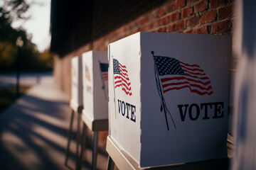 Three boxes with a red, white and blue American flag on them