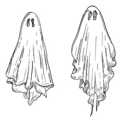 Ghost costume sketch hand drawn illustration