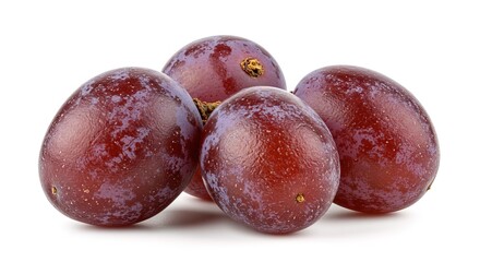 Obraz premium A close up of four red grapes on a white background studio gourmet, delicious, cuisine, food photography, background