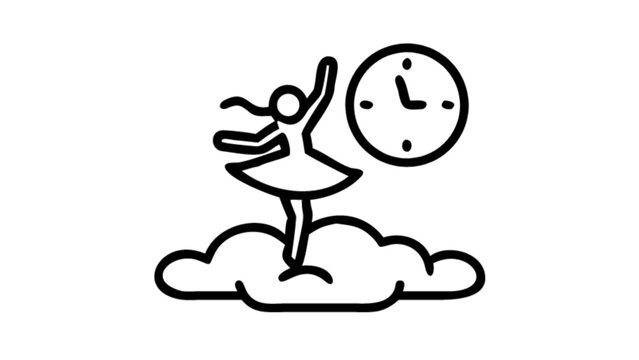 black ballerina dancing with clock on cloud clip art preview