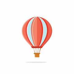 Fototapeta premium Whimsical Red and Blue Striped Hot Air Balloon Flying