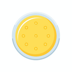 Fototapeta premium Petri dish containing yellow medium with small circles, illustration for microbiology or laboratory use