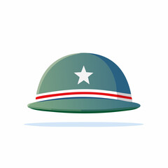 Cartoon Military Helmet with Patriotic Star and Stripes Design for Memorial Day