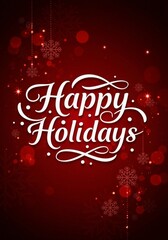 Ornate Happy Holidays Invitation Design Vector Template With Red Background Celebration Christmas Season Winter Decoration