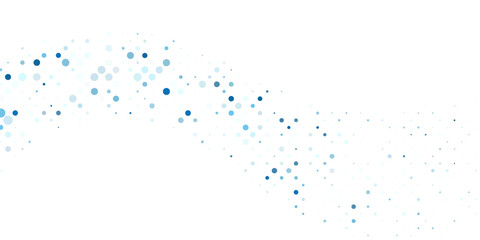 Vector abstract blue background frame of geometric shapes. Circular ornament. Pattern of dots, particles, molecules, fragments. Poster for technology, medicine, presentations, business.