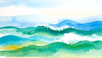 Ocean waves watercolor art