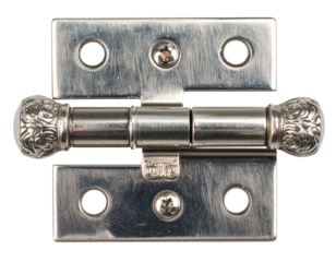 Close-Up of Finial Tips on Pewter Cabinet Hinge, Isolated PNG