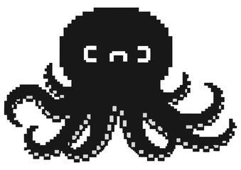 Obraz premium Stylized octopus silhouette in dark blue, representing marine life and intelligence