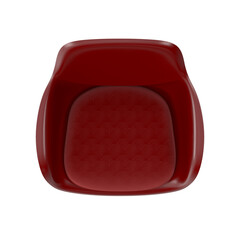 Mid-century Modern Armchair, Red Plastic Shell, Red Cushion, Top View 3D Render