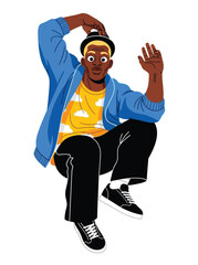  break dancer performing a powerful dynamic pose vector art