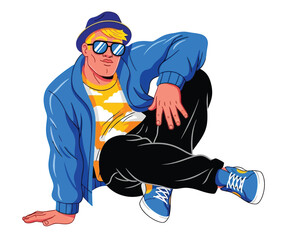  break dancer performing a powerful dynamic pose vector art