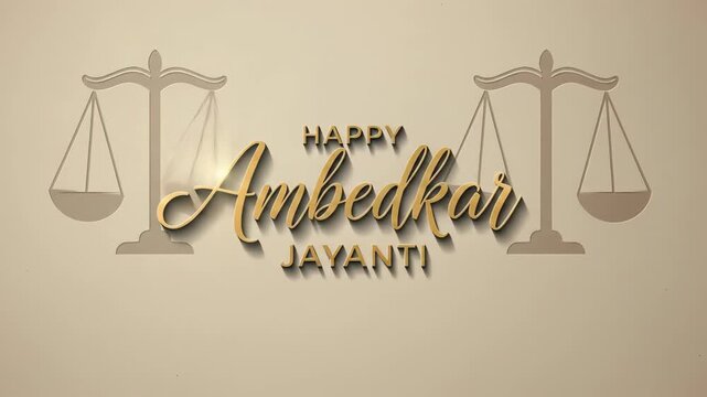 Celebrating ambedkar jayanti with symbolic justice scales and elegant typography