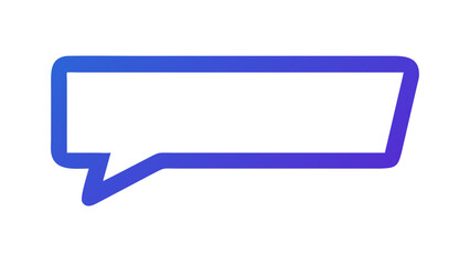 Gradient blue outlined speech bubble with a rectangular shape and a pointed tail on the left side