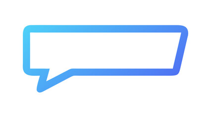 Gradient blue outline of a speech bubble with a sharp point on a white background in a simple style