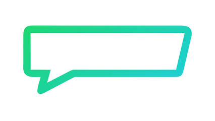 Naklejka premium A green gradient speech bubble with a pointed tail and rounded corners on a white background space for text