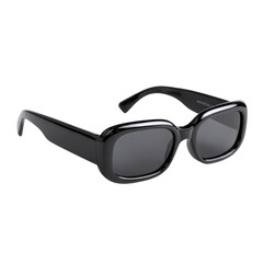 A pair of sunglasses with a black frame and a black lens