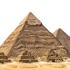 The great pyramid of giza, an ancient egyptian architectural marvel, stands majestically in the desert landscape isolated on transparent background