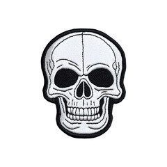 Fototapeta premium Skull embroidered patch badge with detailed stitching design