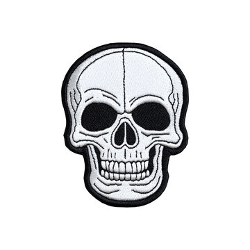 Skull embroidered patch badge with detailed stitching design