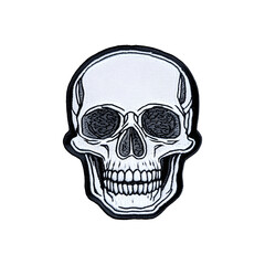 Skull embroidered patch badge with detailed stitching design