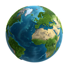 Realistic 3D Earth Globe Isolated Transparent PNG