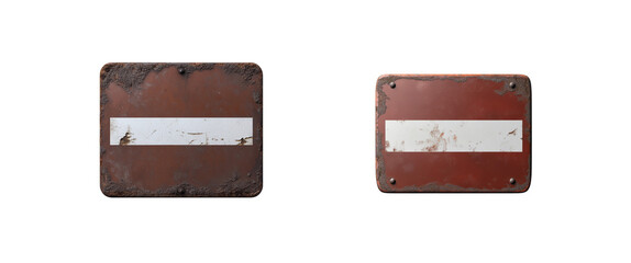 3d rusty no entry signs with weathered surfaces 