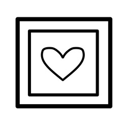 Illustration of a brown wooden photo frame with a red love image.