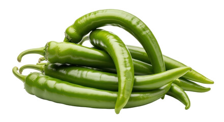 Isolated Pile of Green Chili Peppers
