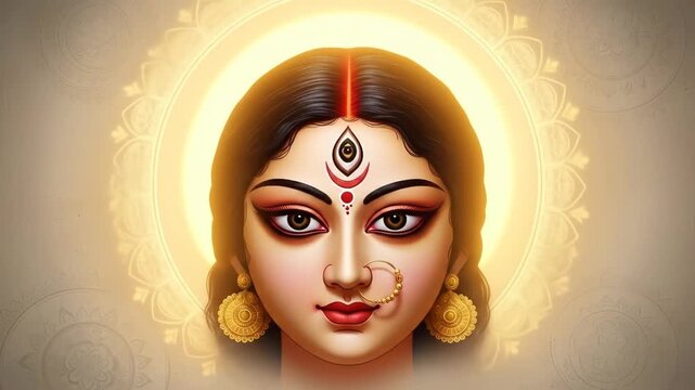Radiant portrait of Durga: mesmerizing divine transformation