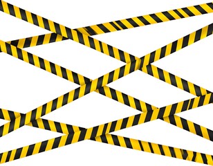 Yellow and black caution tape crisscrossing