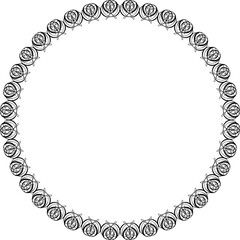 Black round vintage  frame on transparent background. PNG, 300 DPI