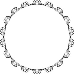 Black round vintage  frame on transparent background. PNG, 300 DPI