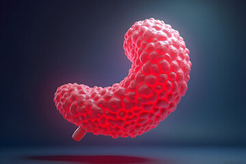 Glowing Anatomical Model of a Hollow Organ Rendered in Red