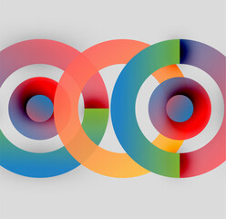Obraz premium Abstract colorful circles overlap, creating vibrant visual effect. Gradient hues blend smoothly, forming modern design.