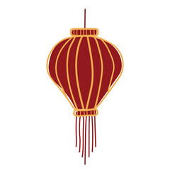 Hand Drawn Chinese Red Lantern Vector Illustration in Teardrop Shape, Traditional Lunar New Year Decoration, EPS 10, Isolated On White Background