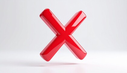 Fototapeta premium Yes and no, a 3D red cross mark is a common symbol for a negative choice or a cancel button in business and web design