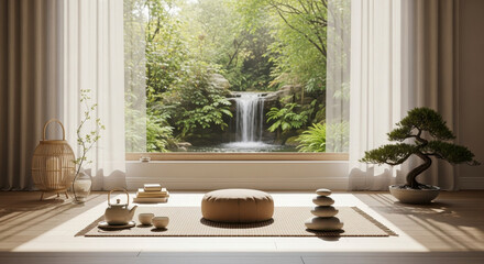 Well-being concept in minimalist design, self care, mindfulness, healthy lifestyle, inner peace, harmony, mental health, balance, relaxation, wellness and positive energy
