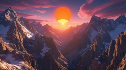 sunset in the mountains
