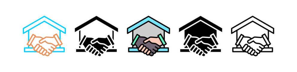House Agreement Multi style icon in line color, mixed, lineal color, glyph, line.