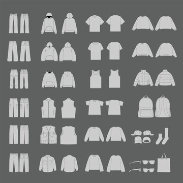 Streetwear Fashion Mockup Pack, Clothing Brand Flat Sketch Templates &ndash; Vector Mockup Pack | Streetwear Clothing Techpack Fashion Flat Design for Adobe Illustrator