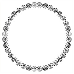 Black round vintage frame on a white background. JPG, 300 DPI.